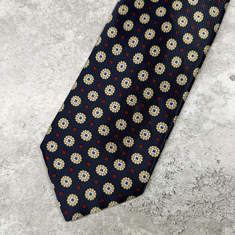 TODAY'S MAN Silk Tie Mens One Size Blue Geometric Made In Italy Necktie 3.5"